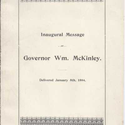 William McKinley's Inaugural Message as Governor of Ohio.