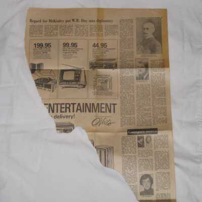 An article from the Canton Repository entitled "Regard for McKinley put W.R. Day into Diplomacy" that describes Day's career as secretary of state.