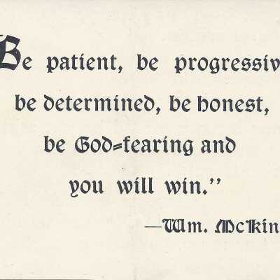 Clipping with William McKinley quote.