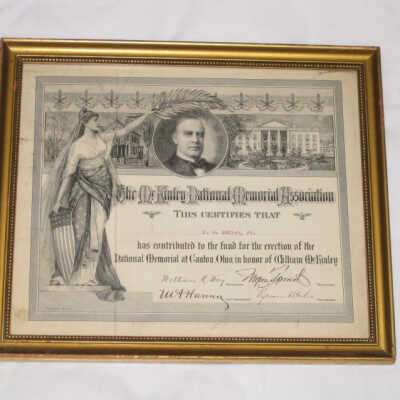 J. G. Butler memorial contribution certificate