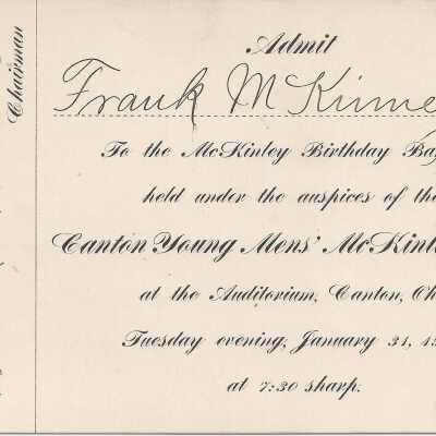 McKinley Banquet Admittance Ticket, 1905