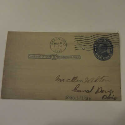 McKinley One Cent Postcard Addressed to Mr. Allen Welton..