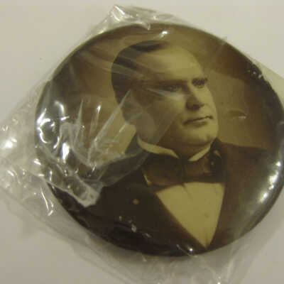 Black and white portrait of McKinley pin