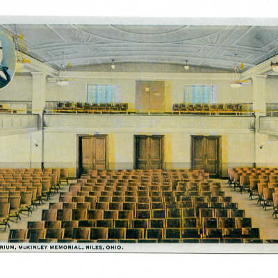 Photo of postcard of Auditorium, McKinley Memorial, Niles, Ohio