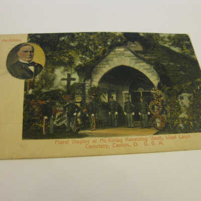 Floral Display at McKinley Receiving Vault, West Lawn Cemetery, Canton, O. U.S.A. Postcard