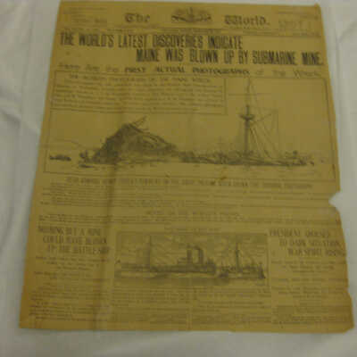 "The World" newspaper with details about the Maine.