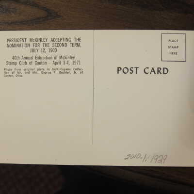 President McKinley Accepting the Nomination for the Second Term July 12, 1900 Blank MM