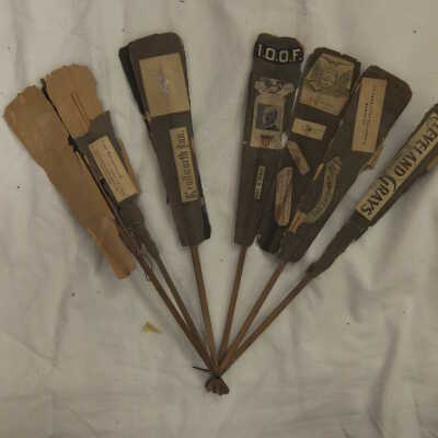 Hand fan with stickers
