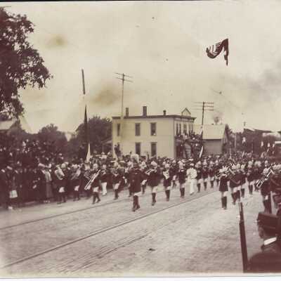Military Band Marching Down the Street