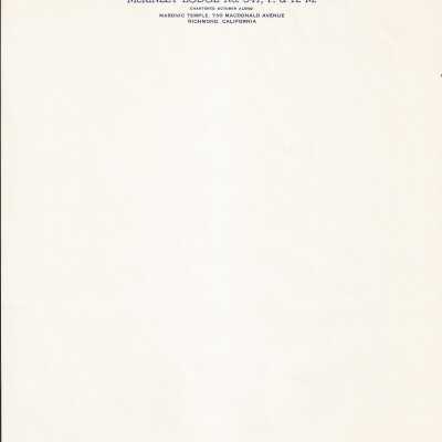 McKinley Lodge No. 347, F.& A.M. letterhead #2