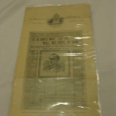 Reproduction of The News Democrat announcing death of President McKinley