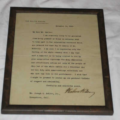 Letter to Butler from Woodrow Wilson