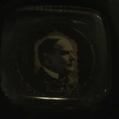 McKinley paperweight in wooden box