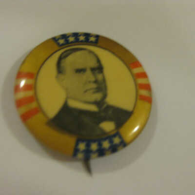 Gold, red, white and blue McKinley pin.