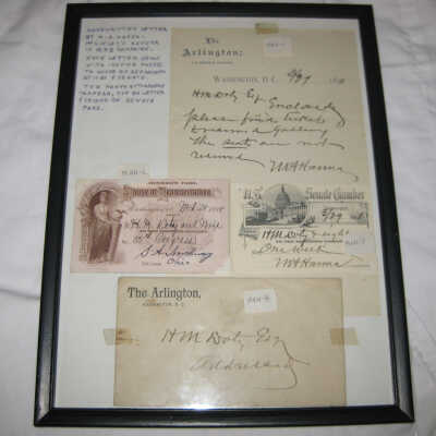 Framed letter from M.A. Hanna, McKinley's advisor during the 1896 campaign