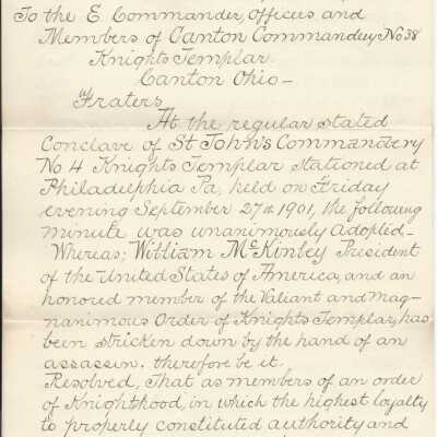 St. John's Commandery Letter