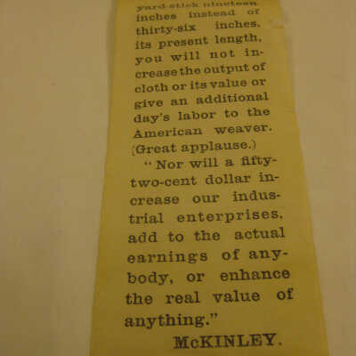 American Tin Plate Scroll with McKinley quote.