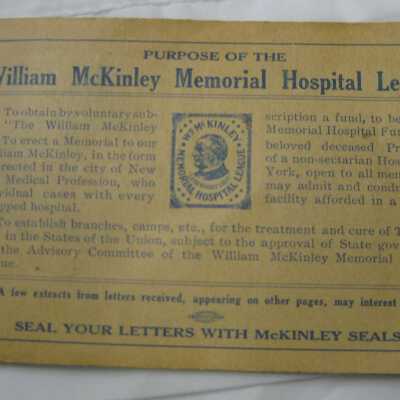 Stamp Book to Benefit William McKinley Memorial Hospital League