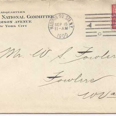 Republican National Committee Envelope Sept. 15, 1900