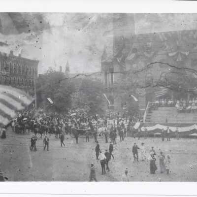 Crowd gathered near courthouse, Canton, Ohio.