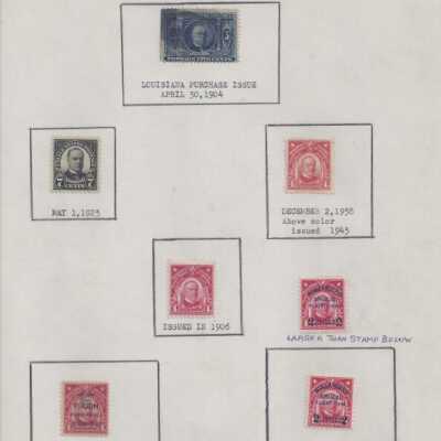 Commemorative McKinley stamps honoring different events in American history.