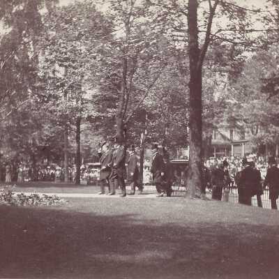 Mourners in front of McKinley House.