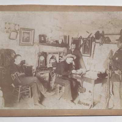 Soldiers near fireplace