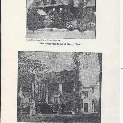 Supplement from the Canton Repository that features different images President Roosevelt's portrait, his family, and different houses that have key roles in his presidency.