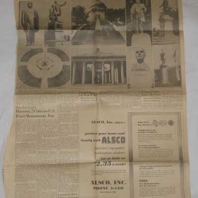 Newspaper clipping discussing various McKinley monuments