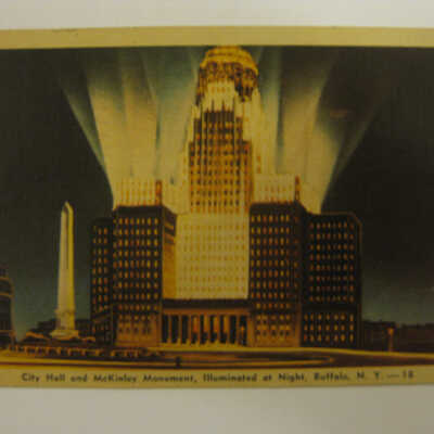 City Hall and the McKinley Monument, Illuminated at Night, Buffalo, NY