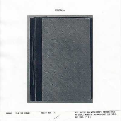 Photocopy of Cover of Receipt book of McKinley Memorial