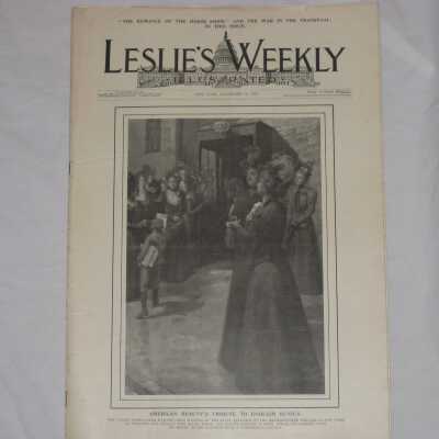 Leslie's Weekly Illustrated, LXXIX No. 2306, "American Beauty's Tribute to English Genius"