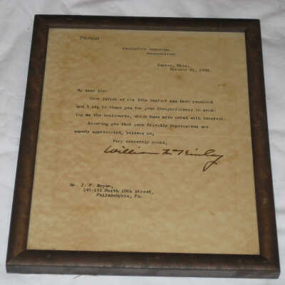 Letter from McKinley to Bryan