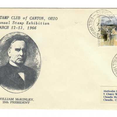 McKinley Stamp Club of Canton, Ohio Envelope Cover Addressed to Methodist Philatelic Society, Feb. 5, 1972.