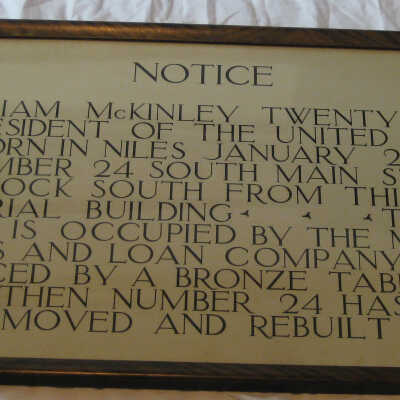 McKinley Birthplace Site Original Sign.