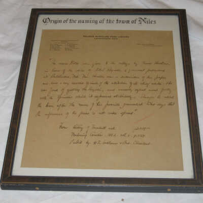 "Origin of the naming of the town of Niles."