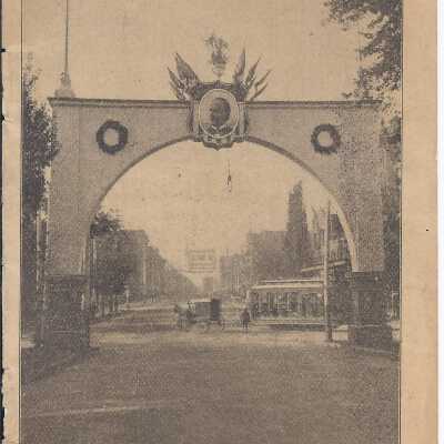Newspaper clipping that shows an image of the McKinley Arch in Canton, Ohio
