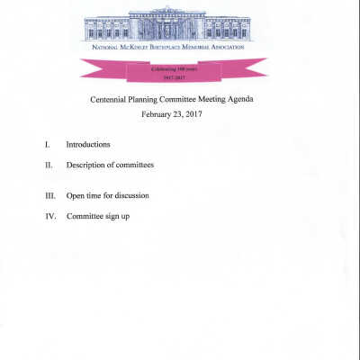 February 23, 2017 Centennial Planning CommitteeMeeting agenda