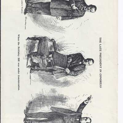 Supplement from the Canton Repository that has images of President McKinley in public, speaking both as president and in Congress, and in Congress when the McKinley Bill was under consideration.