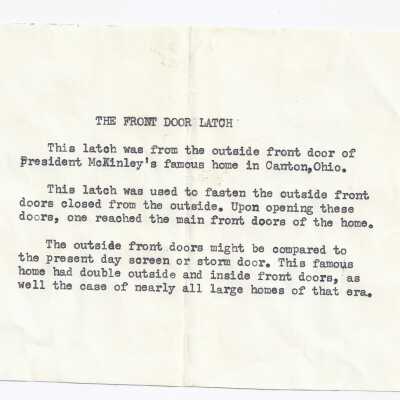 Story of the Front Door Latch note