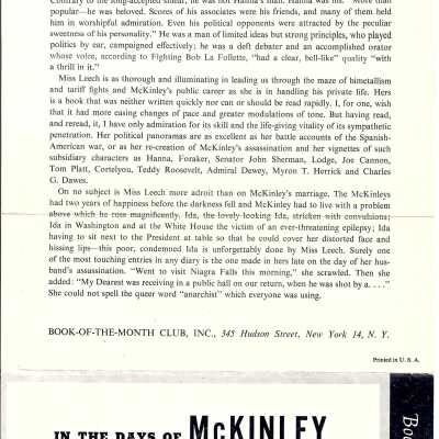 In the days of McKinley.