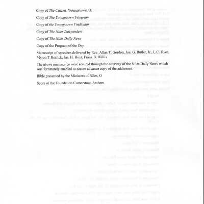List of Items in the Time Capsule