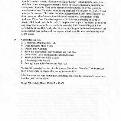 February 23, 2017 Gala Planning Committee Meeting Minutes