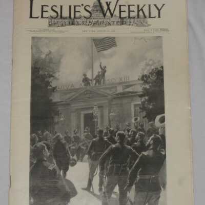 Leslie's Weekly Illustrated, Vol. LXXXVII No. 2241, "Hoisting the American Flag over the Municipal Builing At Santiago."