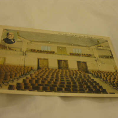 Postcard of auditorium in McKinley Memorial, Niles, Ohio