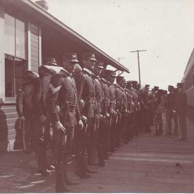 Soldiers Stand Attention Along Side McKinley's Funeral Train.