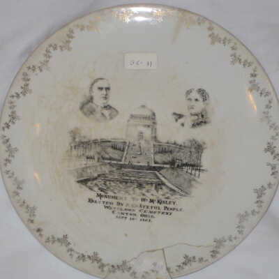 White plate commemorating the Canton McKinley Memorial