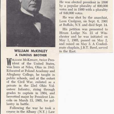 Magazine article that describes the life of William McKinley entitled "William McKinley: A Famous Brother".