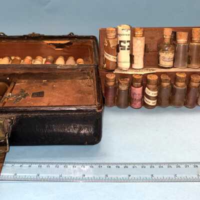 MEDICINE KIT, HOUSE CALL, LARGE, LEATHER CASE