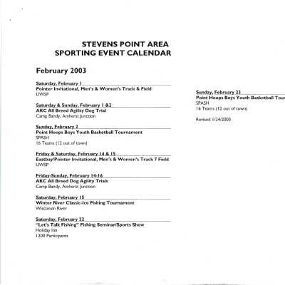 Association for Youth. Sporting calendar.